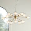 Possini Euro Design Spheres Antique Brass Chandelier 30" Wide Mid Century Modern Sputnik Glass Shade 15-Light Fixture For Dining Room Kitchen Island