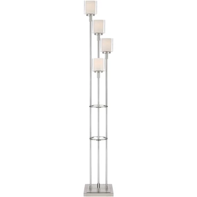 Possini Euro Design Athena Modern Floor Lamp 72" Tall Brushed Nickel 4 Light Tree Clear Outer Opal Inner Double Glass Shade For Living Room Bedroom 6 Possini Euro Design Athena Modern Floor Lamp 72" Tall Brushed Nickel 4 Light Tree Clear Outer Opal Inner Double Glass Shade For Living Room Bedroom - Image 6