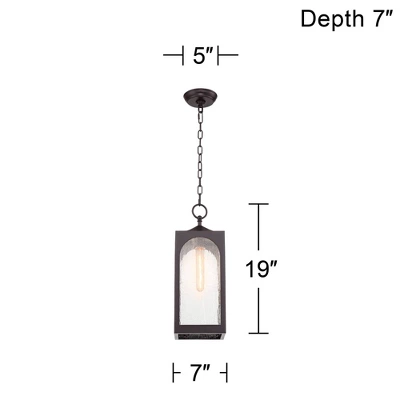 Possini Euro Design Tyne Modern Industrial Outdoor Hanging Light Bronze 19" Seedy Glass Shade For Post Exterior Barn Deck House Porch Yard Patio Home 7 Possini Euro Design Tyne Modern Industrial Outdoor Hanging Light Bronze 19" Seedy Glass Shade For Post Exterior Barn Deck House Porch Yard Patio Home - Image 7