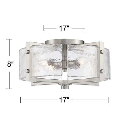 Possini Euro Design Prane Modern Industrial Ceiling Light Semi Flush Mount Fixture 17" Wide Brushed Nickel 4-Light Warped Glass For Bedroom Kitchen 7 Possini Euro Design Prane Modern Industrial Ceiling Light Semi Flush Mount Fixture 17" Wide Brushed Nickel 4-Light Warped Glass For Bedroom Kitchen - Image 7