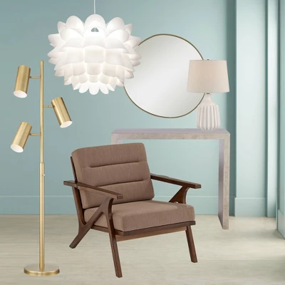 Possini Euro Design Rorschach Uneven Round Vanity Wall Mirror Modern Champagne Frame 30" Wide For Bathroom Bedroom Living Room Office Entryway House 5 Possini Euro Design Rorschach Uneven Round Vanity Wall Mirror Modern Champagne Frame 30" Wide For Bathroom Bedroom Living Room Office Entryway House - Image 5