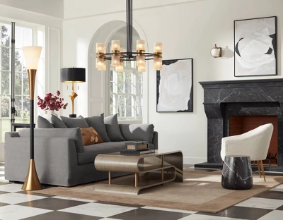 Possini Euro Design Modern Glam Style Torchiere Floor Lamp 72.5" Tall Black Antique Brass Metal White Glass Shade Living Room Reading Uplight 6 Possini Euro Design Modern Glam Style Torchiere Floor Lamp 72.5" Tall Black Antique Brass Metal White Glass Shade Living Room Reading Uplight - Image 6