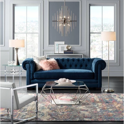 Possini Euro Design Simplicity Modern Floor Lamp 59" Tall Brushed Nickel Silver Off White Tapered Drum Shade For Living Room Bedroom Office House Home 6 Possini Euro Design Simplicity Modern Floor Lamp 59" Tall Brushed Nickel Silver Off White Tapered Drum Shade For Living Room Bedroom Office House Home - Image 6