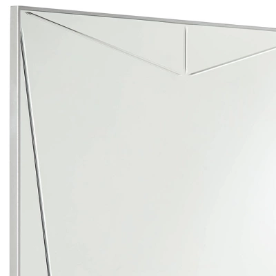 Possini Euro Design Relevei Rectangular Vanity Decorative Wall Mirror Modern Silver Wood Metal Frame 26" Wide Bathroom Bedroom Home 2 Possini Euro Design Relevei Rectangular Vanity Decorative Wall Mirror Modern Silver Wood Metal Frame 26" Wide Bathroom Bedroom Home - Image 2