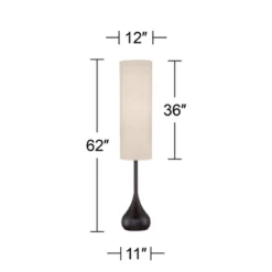 Possini Euro Design Mid Century Modern Floor Lamp 62" Tall Bronze Metal Droplet Off White Cream Cylinder Shade For Living Room Reading -Possini Euro Design Sales Store GUEST 9accab34 526c 4140 a290 821b38b51e40