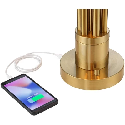 Possini Euro Design Possini Euro® Granview Desk Lamp With Glass Shade And Dual USB Ports 5 Possini Euro Design Possini Euro® Granview Desk Lamp With Glass Shade And Dual USB Ports - Image 5