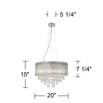 Possini Euro Design Jolie Chrome Chandelier Lighting 20" Wide Modern Crystal Silver Fabric Shade 7-Light Fixture For Dining Room House Kitchen Island 6 Possini Euro Design Jolie Chrome Chandelier Lighting 20" Wide Modern Crystal Silver Fabric Shade 7-Light Fixture For Dining Room House Kitchen Island - Image 6