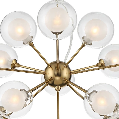 Possini Euro Design Spheres Antique Brass Chandelier 30" Wide Mid Century Modern Sputnik Glass Shade 15-Light Fixture For Dining Room Kitchen Island 2 Possini Euro Design Spheres Antique Brass Chandelier 30" Wide Mid Century Modern Sputnik Glass Shade 15-Light Fixture For Dining Room Kitchen Island - Image 2