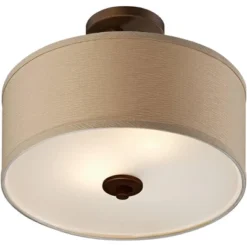 Possini Euro Design Halsted Modern Ceiling Light Semi Flush Mount Fixture 15" Wide Brushed Bronze 2-Light Oatmeal Linen Drum For Bedroom Living Room 10 Possini Euro Design Halsted Modern Ceiling Light Semi Flush Mount Fixture 15" Wide Brushed Bronze 2-Light Oatmeal Linen Drum For Bedroom Living Room -Possini Euro Design Sales Store GUEST 9d43ed44 c235 4191 845a a5a448241416