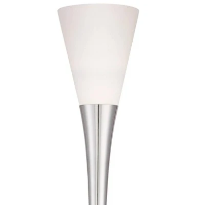 Possini Euro Design Piazza Modern Torchiere Floor Lamp 72 1/2" Tall Brushed Nickel Metal Frosted White Glass Shade For Living Room Bedroom Office Home 2 Possini Euro Design Piazza Modern Torchiere Floor Lamp 72 1/2" Tall Brushed Nickel Metal Frosted White Glass Shade For Living Room Bedroom Office Home - Image 2