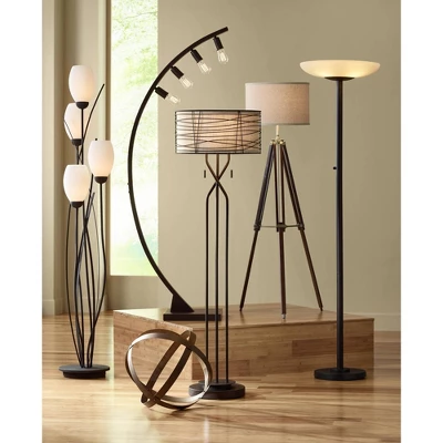Possini Euro Design Meridian Light Blaster Modern Torchiere Floor Lamp 72" Tall Oil Rubbed Bronze LED Frosted Glass Shade For Living Room Bedroom Home 5 Possini Euro Design Meridian Light Blaster Modern Torchiere Floor Lamp 72" Tall Oil Rubbed Bronze LED Frosted Glass Shade For Living Room Bedroom Home - Image 5