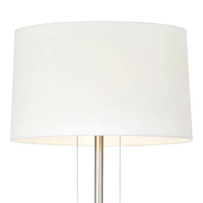Possini Euro Design Simplicity Modern Floor Lamp 59" Tall Brushed Nickel Silver Off White Tapered Drum Shade For Living Room Bedroom Office House Home 2 Possini Euro Design Simplicity Modern Floor Lamp 59" Tall Brushed Nickel Silver Off White Tapered Drum Shade For Living Room Bedroom Office House Home - Image 2