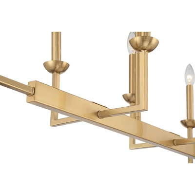 Possini Euro Design Kime Gold Linear Pendant Chandelier 50" Wide Modern 8-Light Fixture For Dining Room House Foyer Kitchen Island Entryway Bedroom 3 Possini Euro Design Kime Gold Linear Pendant Chandelier 50" Wide Modern 8-Light Fixture For Dining Room House Foyer Kitchen Island Entryway Bedroom - Image 3