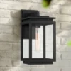 Possini Euro Design Atkins Modern Outdoor Wall Light Fixture Matte Black 14 1/4" Clear Glass For Post Exterior Barn Deck House Porch Yard Posts Patio