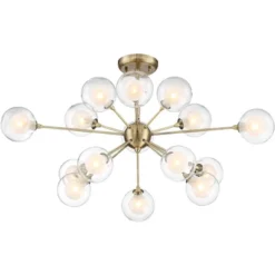 Possini Euro Design Modern Ceiling Light Semi Flush Mount Fixture Sputnik Brass 30 1/2" Wide 15-Light Double Glass Ball Hallway -Possini Euro Design Sales Store GUEST a3344d35 d1d8 4a60 8f88 777e9a7f591d