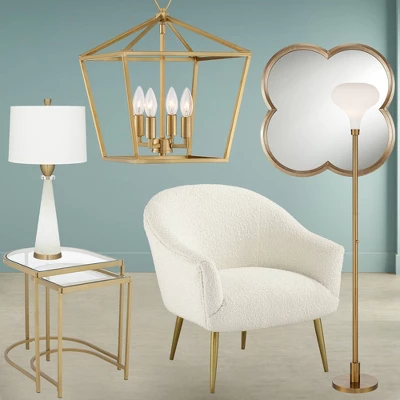 Possini Euro Design Cecil Modern Industrial Torchiere Floor Lamp 71" Tall Warm Gold Metal Opal Glass Shade For Living Room Bedroom Office House Home 6 Possini Euro Design Cecil Modern Industrial Torchiere Floor Lamp 71" Tall Warm Gold Metal Opal Glass Shade For Living Room Bedroom Office House Home - Image 6