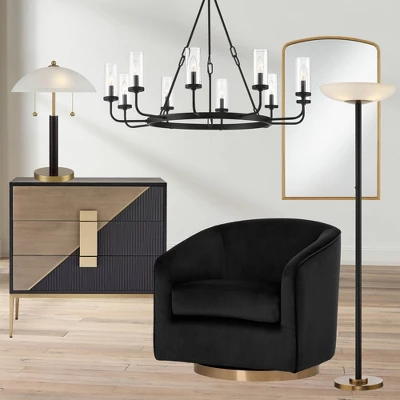 Possini Euro Design Modern Torchiere Floor Lamp LED 72" Tall Black Antique Brass White Glass Shade For Living Room Reading Uplight 8 Possini Euro Design Modern Torchiere Floor Lamp LED 72" Tall Black Antique Brass White Glass Shade For Living Room Reading Uplight - Image 8