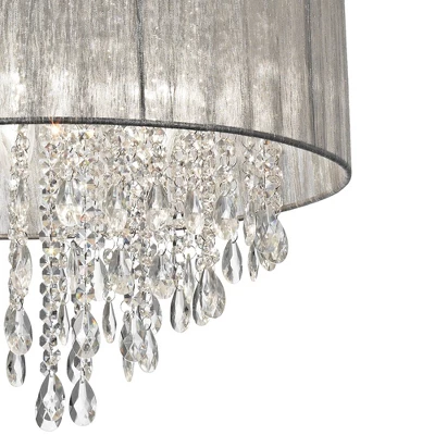 Possini Euro Design Jolie Chrome Chandelier Lighting 20" Wide Modern Crystal Silver Fabric Shade 7-Light Fixture For Dining Room House Kitchen Island 2 Possini Euro Design Jolie Chrome Chandelier Lighting 20" Wide Modern Crystal Silver Fabric Shade 7-Light Fixture For Dining Room House Kitchen Island - Image 2