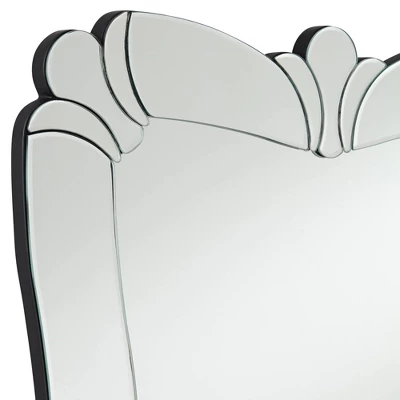 Possini Euro Design Fabrina Rectangular Vanity Decorative Wall Mirror Modern Beveled Edge Flower Glass Mirrored Frame 26" Wide For Bathroom Bedroom 2 Possini Euro Design Fabrina Rectangular Vanity Decorative Wall Mirror Modern Beveled Edge Flower Glass Mirrored Frame 26" Wide For Bathroom Bedroom - Image 2