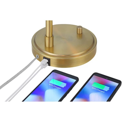 Possini Euro Design Possini Euro Vaile Desk Lamp With Dual USB Ports Warm Gold With Glass Shade 5 Possini Euro Design Possini Euro Vaile Desk Lamp With Dual USB Ports Warm Gold With Glass Shade - Image 5