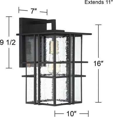 Possini Euro Design Arley Modern Industrial Outdoor Wall Light Fixtures Set Of 2 Black 16" Seedy Glass For Post Exterior Barn Deck House 6 Possini Euro Design Arley Modern Industrial Outdoor Wall Light Fixtures Set Of 2 Black 16" Seedy Glass For Post Exterior Barn Deck House - Image 6