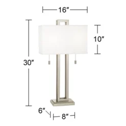 Possini Euro Design Modern Table Lamps 30" Tall Set Of 2 Brushed Nickel Open Rectangular White Box Shade For Living Room Family Bedroom -Possini Euro Design Sales Store GUEST a7b9d08f 87b9 4f60 9901 694201dc2d83