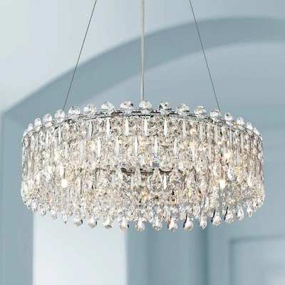 Possini Euro Design Alyssa Chrome Drum Chandelier 23 1/2" Wide Modern Crystal 12-Light LED Fixture For Dining Room Kitchen Island Entryway Bedroom 1 Possini Euro Design Alyssa Chrome Drum Chandelier 23 1/2" Wide Modern Crystal 12-Light LED Fixture For Dining Room Kitchen Island Entryway Bedroom