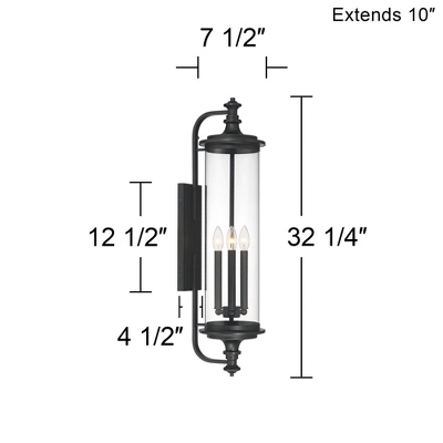 Possini Euro Design Medici Modern Outdoor Wall Light Fixture Black 32 1/4" Clear Glass Cylinder Shade For Post Exterior Barn Deck House Porch Yard 7 Possini Euro Design Medici Modern Outdoor Wall Light Fixture Black 32 1/4" Clear Glass Cylinder Shade For Post Exterior Barn Deck House Porch Yard - Image 7