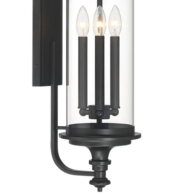 Possini Euro Design Medici Modern Outdoor Wall Light Fixture Black 32 1/4" Clear Glass Cylinder Shade For Post Exterior Barn Deck House Porch Yard 2 Possini Euro Design Medici Modern Outdoor Wall Light Fixture Black 32 1/4" Clear Glass Cylinder Shade For Post Exterior Barn Deck House Porch Yard - Image 2