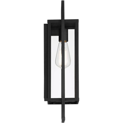 Possini Euro Design Jericho Modern Outdoor Wall Light Fixture Textured Black Metal 19" Clear Glass Panel For Post Exterior Barn Deck House Porch Yard 5 Possini Euro Design Jericho Modern Outdoor Wall Light Fixture Textured Black Metal 19" Clear Glass Panel For Post Exterior Barn Deck House Porch Yard - Image 5
