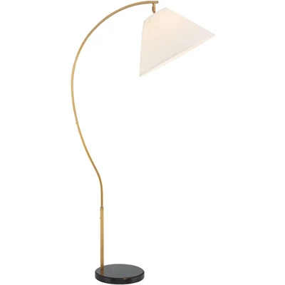Possini Euro Design Modern Art Deco Arc Floor Lamp 64 1/2" Tall Warm Gold Metal Pleated Fabric Cone Shade For Living Room Reading Family Bedroom House 7 Possini Euro Design Modern Art Deco Arc Floor Lamp 64 1/2" Tall Warm Gold Metal Pleated Fabric Cone Shade For Living Room Reading Family Bedroom House - Image 7