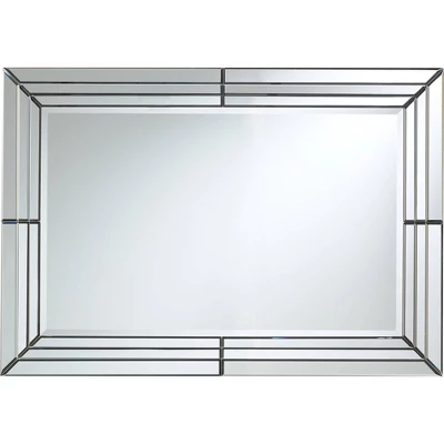 Possini Euro Design Rectangular Vanity Decorative Wall Mirror Modern Beveled Edge Clear Mirrored Tiles Frame 27" Wide For Bathroom Bedroom Living Room 4 Possini Euro Design Rectangular Vanity Decorative Wall Mirror Modern Beveled Edge Clear Mirrored Tiles Frame 27" Wide For Bathroom Bedroom Living Room - Image 4