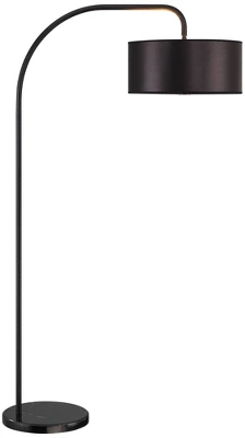 Possini Euro Design Raven Modern 66" Tall Chairside Arc Table Lamp Matte Black Metal Fabric Drum Shade For Living Room Reading Bedroom 8 Possini Euro Design Raven Modern 66" Tall Chairside Arc Table Lamp Matte Black Metal Fabric Drum Shade For Living Room Reading Bedroom - Image 8