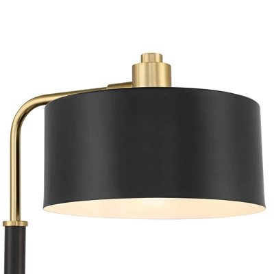 Possini Euro Design Myles Modern Mid Century Desk Lamp 24" High Black Gold With Dual USB Charging Ports Metal Drum Shade For Bedroom Living Room Home 6 Possini Euro Design Myles Modern Mid Century Desk Lamp 24" High Black Gold With Dual USB Charging Ports Metal Drum Shade For Bedroom Living Room Home - Image 6
