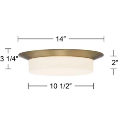 Possini Euro Design Melber Modern Ceiling Light Flush Mount Fixture 14" Wide Warm Brass Gold 3-Light Opal White Glass Shade For Bedroom Living Room -Possini Euro Design Sales Store GUEST b285aa94 b8ac 4620 8846 61d63a9bf1a8