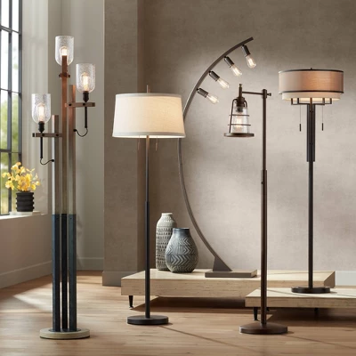 Possini Euro Design Nayla Modern Floor Lamp 62 1/2" Tall Bronze Metal Off White Fabric Tapered Drum Shade For Living Room Bedroom Office House Home 8 Possini Euro Design Nayla Modern Floor Lamp 62 1/2" Tall Bronze Metal Off White Fabric Tapered Drum Shade For Living Room Bedroom Office House Home - Image 8