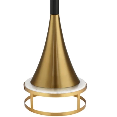 Possini Euro Design Piazza Modern Torchiere Floor Lamp With Gold Riser 78" Tall Black Brass Metal White Glass Shade For Living Room Bedroom Office 2 Possini Euro Design Piazza Modern Torchiere Floor Lamp With Gold Riser 78" Tall Black Brass Metal White Glass Shade For Living Room Bedroom Office - Image 2