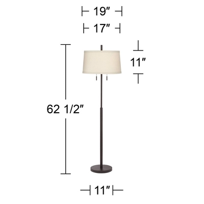 Possini Euro Design Nayla Modern Floor Lamp 62 1/2" Tall Bronze Metal Off White Fabric Tapered Drum Shade For Living Room Bedroom Office House Home 6 Possini Euro Design Nayla Modern Floor Lamp 62 1/2" Tall Bronze Metal Off White Fabric Tapered Drum Shade For Living Room Bedroom Office House Home - Image 6