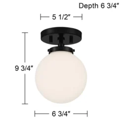 Possini Euro Design Jilly Modern Ceiling Light Semi Flush Mount Fixture 6 3/4" Wide Black White Glass Globe Shade For Bedroom Kitchen Living Room Home 10 Possini Euro Design Jilly Modern Ceiling Light Semi Flush Mount Fixture 6 3/4" Wide Black White Glass Globe Shade For Bedroom Kitchen Living Room Home -Possini Euro Design Sales Store GUEST b515e171 04e7 471f 9c15 8a07c3f16d72