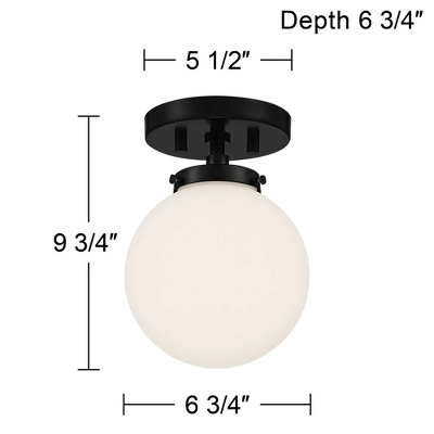 Possini Euro Design Jilly Modern Ceiling Light Semi Flush Mount Fixture 6 3/4" Wide Black White Glass Globe Shade For Bedroom Kitchen Living Room Home 5 Possini Euro Design Jilly Modern Ceiling Light Semi Flush Mount Fixture 6 3/4" Wide Black White Glass Globe Shade For Bedroom Kitchen Living Room Home - Image 5