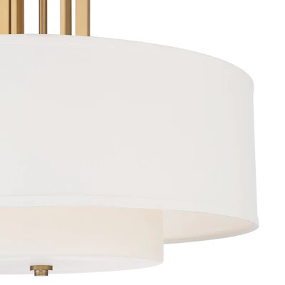 Possini Euro Design Sundry Warm Brass Pendant Chandelier 24" Wide Modern Double Drum Shades 4-Light Fixture For Dining Room House Foyer Kitchen Island 2 Possini Euro Design Sundry Warm Brass Pendant Chandelier 24" Wide Modern Double Drum Shades 4-Light Fixture For Dining Room House Foyer Kitchen Island - Image 2