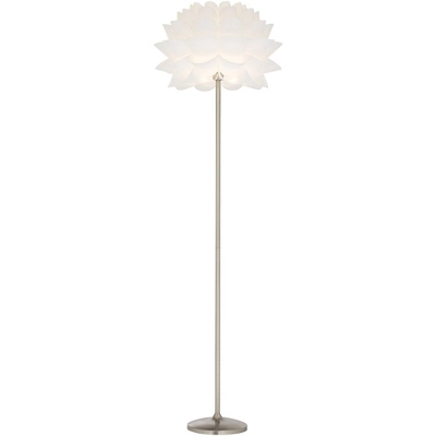 Possini Euro Design Modern Floor Lamp 63" Tall Brushed Steel White Orb Petal Flower Shade Dimmable For Living Room Reading Bedroom Office 5 Possini Euro Design Modern Floor Lamp 63" Tall Brushed Steel White Orb Petal Flower Shade Dimmable For Living Room Reading Bedroom Office - Image 5