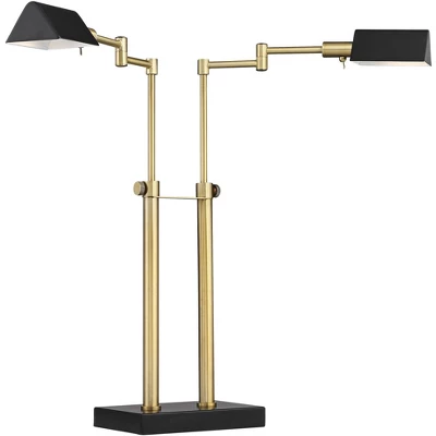 Possini Euro Design Keegan Modern Desk Lamp 24" High Warm Brass With Dual USB Charging Ports LED Adjustable Black Shade For Bedroom Living Room Desk 7 Possini Euro Design Keegan Modern Desk Lamp 24" High Warm Brass With Dual USB Charging Ports LED Adjustable Black Shade For Bedroom Living Room Desk - Image 7