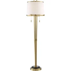 Possini Euro Design Palisade Modern Floor Lamp 64" Tall Satin Brass Metal Trimmed Fabric Tapered Drum Shade For Living Room Bedroom Office House Home -Possini Euro Design Sales Store GUEST b7875c97 4595 491e 8777 09fa9f6866b1