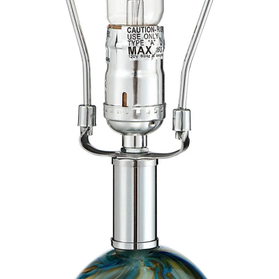 Possini Euro Design Pablo 27" Tall Modern Table Lamp Table Top Dimmer Blue Art Glass Single Living Room Bedroom Bedside Nightstand House White Shade 4 Possini Euro Design Pablo 27" Tall Modern Table Lamp Table Top Dimmer Blue Art Glass Single Living Room Bedroom Bedside Nightstand House White Shade - Image 4