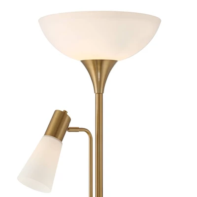 Possini Euro Design Modern Torchiere Floor Lamp With Side Lights 71" Tall Warm Gold Frosted Glass Shade For Living Room House 2 Possini Euro Design Modern Torchiere Floor Lamp With Side Lights 71" Tall Warm Gold Frosted Glass Shade For Living Room House - Image 2