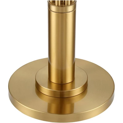 Possini Euro Design Granview Modern Floor Lamp 70 1/2" Tall Brass Metal Sheer Organza Outer Linen Inner Drum Shade For Living Room Bedroom Office Home 3 Possini Euro Design Granview Modern Floor Lamp 70 1/2" Tall Brass Metal Sheer Organza Outer Linen Inner Drum Shade For Living Room Bedroom Office Home - Image 3