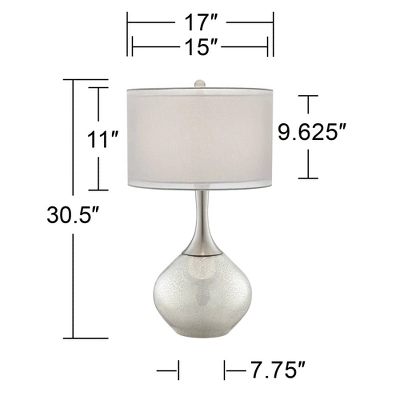 Possini Euro Design Swift Modern Table Lamp 30 1/2" Tall Mercury Glass Double Shade For Bedroom Living Room House Bedside Nightstand Office Entryway 5 Possini Euro Design Swift Modern Table Lamp 30 1/2" Tall Mercury Glass Double Shade For Bedroom Living Room House Bedside Nightstand Office Entryway - Image 5