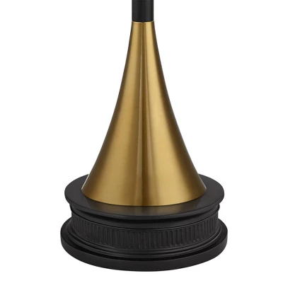 Possini Euro Design Piazza Modern Torchiere Floor Lamp With Riser 77" Tall Black Brass Metal White Glass Shade For Living Room Bedroom Office House 2 Possini Euro Design Piazza Modern Torchiere Floor Lamp With Riser 77" Tall Black Brass Metal White Glass Shade For Living Room Bedroom Office House - Image 2