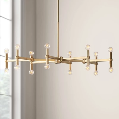 Possini Euro Design Marya Satin Brass Chandelier 37" Wide Modern 24-Light Fixture For Dining Room House Foyer Kitchen Island Entryway Bedroom Home 1 Possini Euro Design Marya Satin Brass Chandelier 37" Wide Modern 24-Light Fixture For Dining Room House Foyer Kitchen Island Entryway Bedroom Home